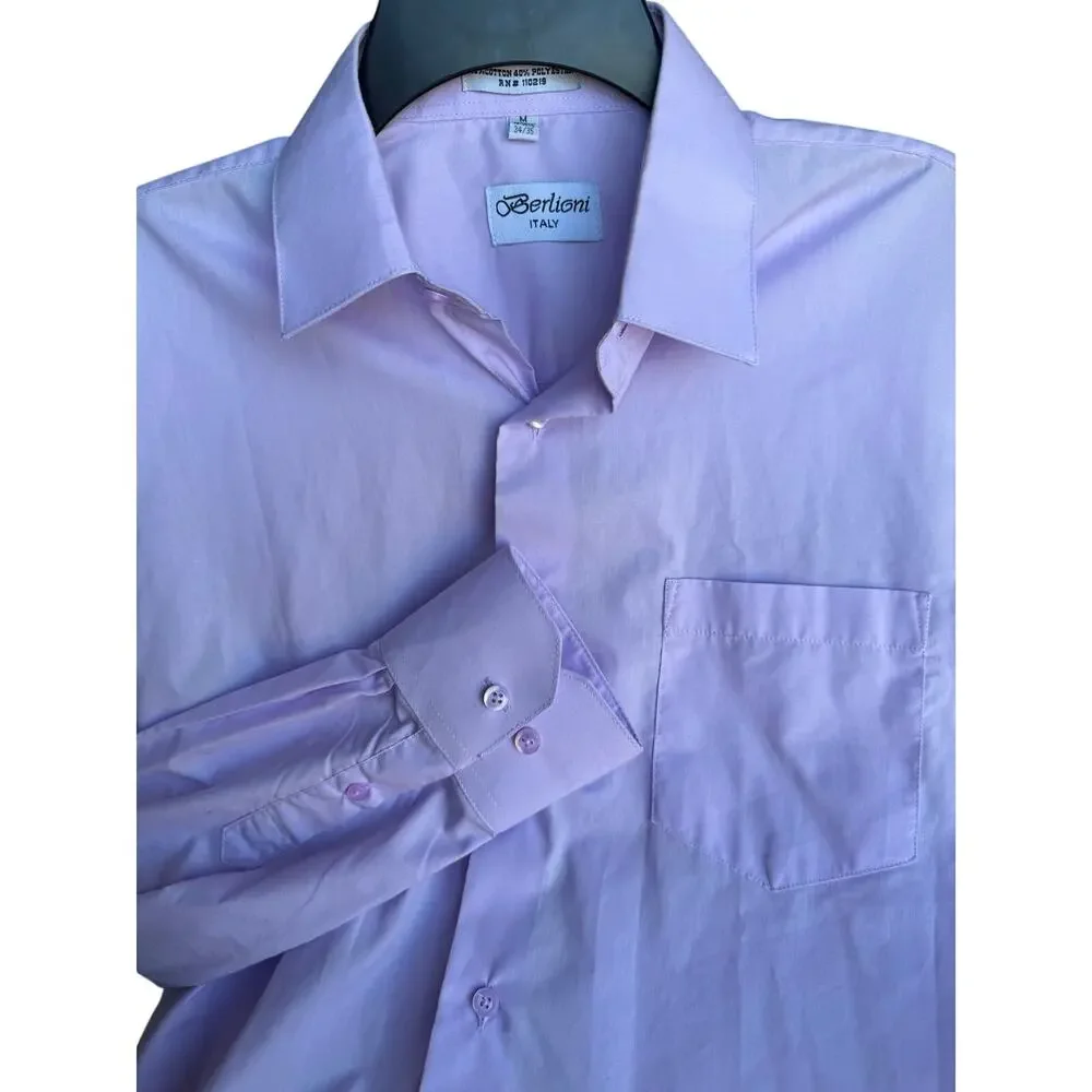 Berlioni Italy Men’s Dress Shirt US Medium Light Purple Button Front